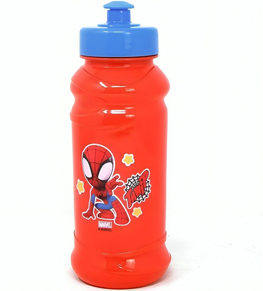 Zak Designs Spidey & Friends 16oz Water Bottle - Cool Kids Red Pull-Top Bottle with Marvel Spider-Man Design for Sports, School & Playtime - Easy Carry & Grip Reusable Drinking Water Bottle