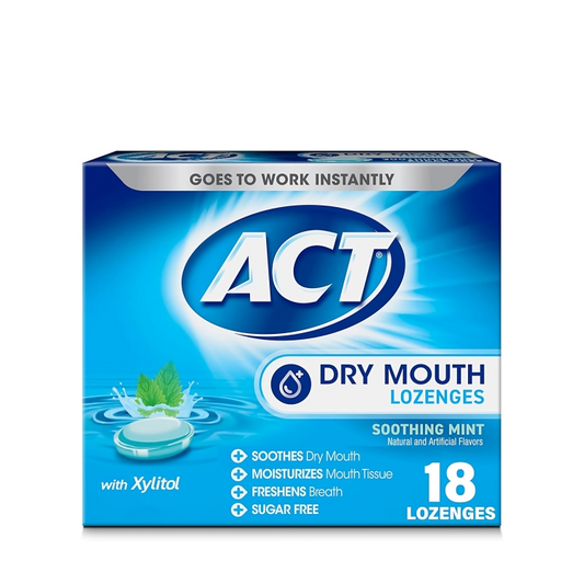 ACT Dry Mouth Lozenges with Xylitol, Soothing Mint, 18 Lozenges